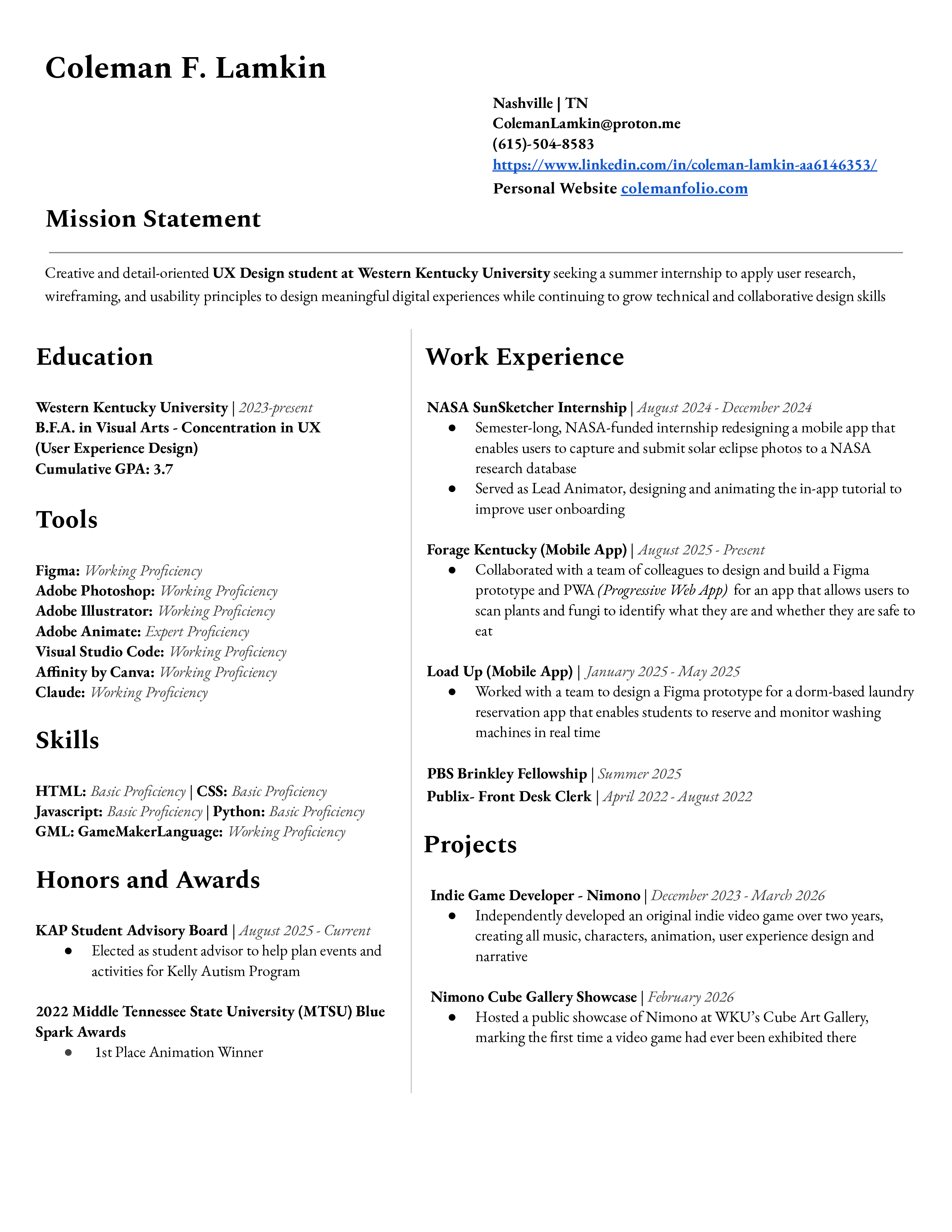 Resume screenshot